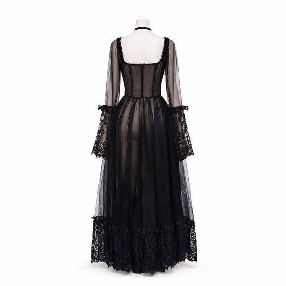 Dolls Kill Black Sheer Lace Maxi Dress - Picture 4 of 4